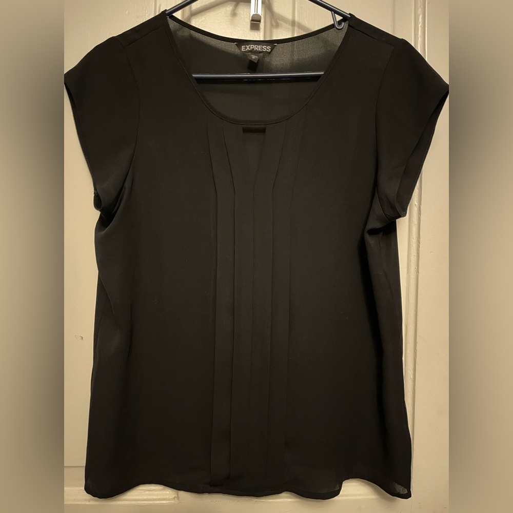 NWOT- EXPRESS Pleated Women's Elegant Black Blouse